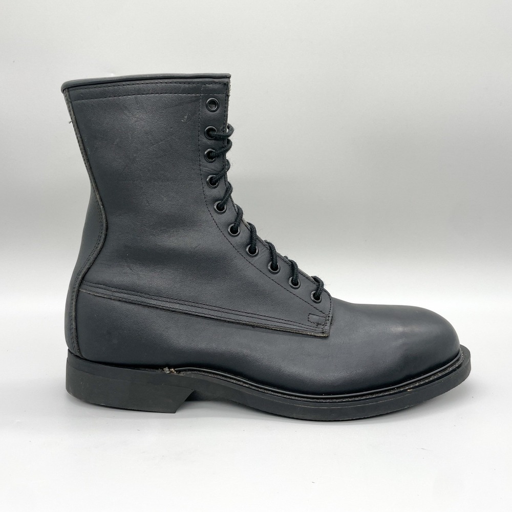 Wolverine World Wide Mens 9.5 R Black Leather Combat Boots Military Vintage 90s